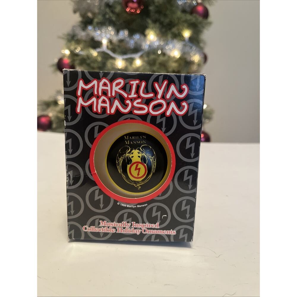Marilyn Manson Glass Christmas Ornament Remix Repent 1998 Winterland Winged Logo